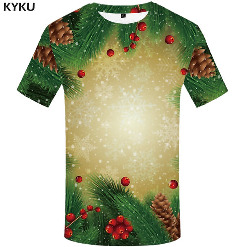 KYKU Christmas Tree Shirt Men Xmas T-shirt Party 3d Printed Tshirt Vintage Punk Rock T Shirt Harajuku Anime Apple Mens Clothing