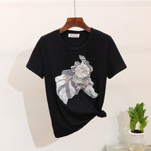 Load image into Gallery viewer, ALPHALMODA Embroidery Vintage Flowers Beaded Tshirt Ripped Holes Pencil Fashion Jeans Ladies Summer Trendy Fashion Clothing