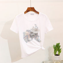 Load image into Gallery viewer, ALPHALMODA Embroidery Vintage Flowers Beaded Tshirt Ripped Holes Pencil Fashion Jeans Ladies Summer Trendy Fashion Clothing